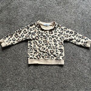 FINAL SALE 3/31/26 Boutique Tan/Black Leopard Print Sweatshirt, Size 18-24 Month